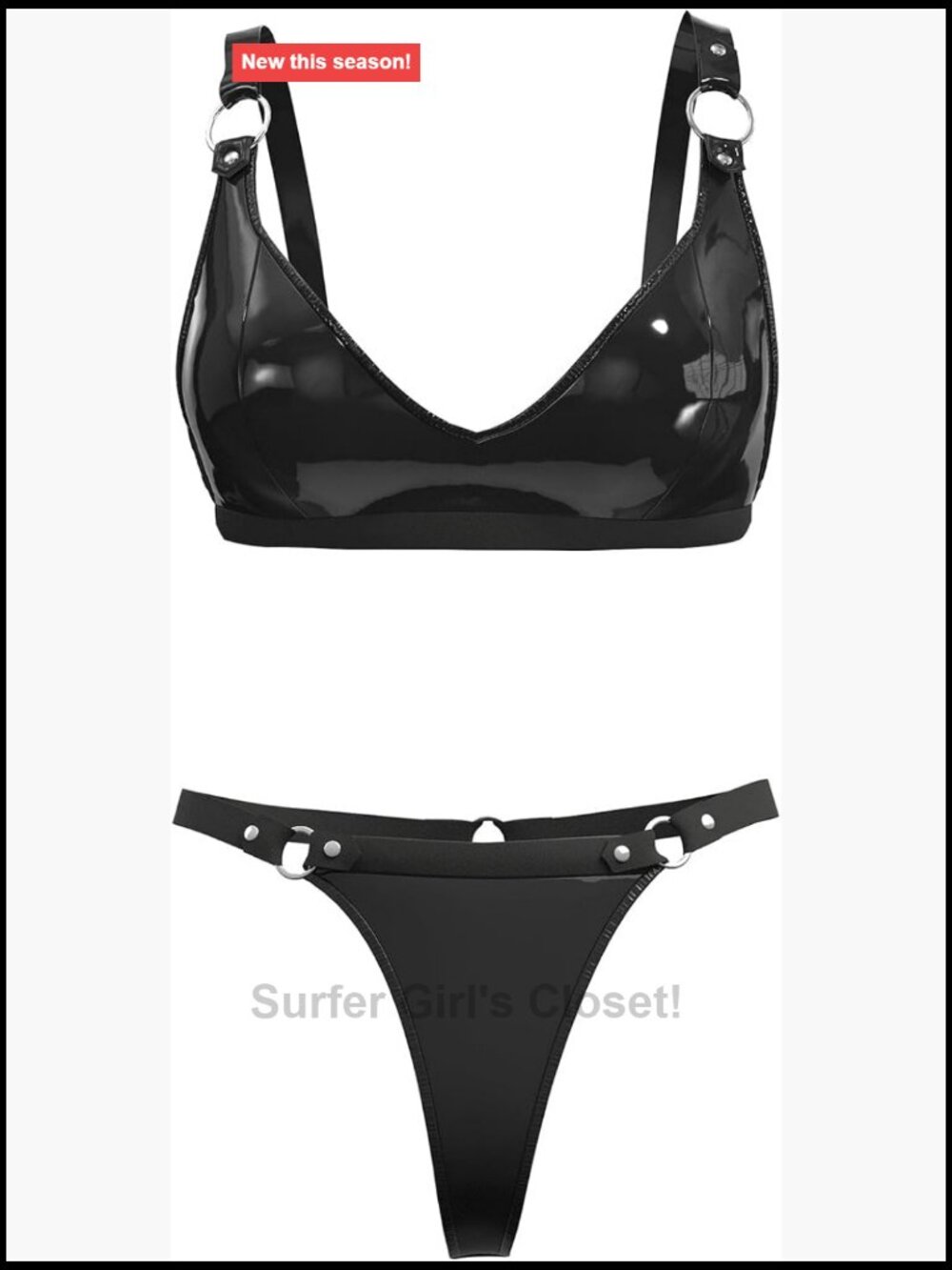 Sexy Women's PVC Leather Lingerie Set with Latex Bra & Elastic Shorts